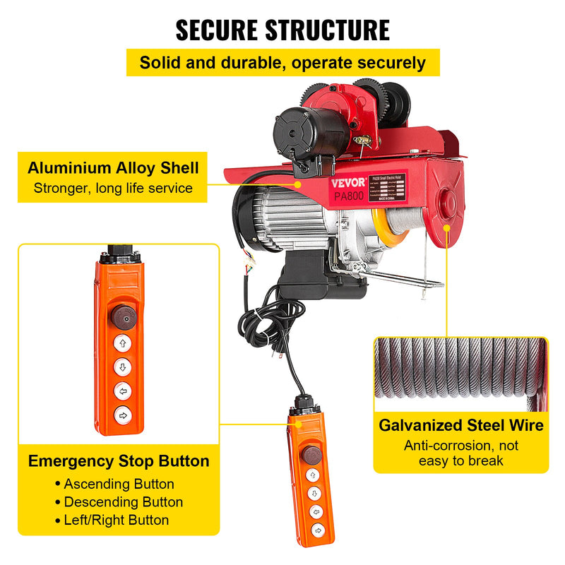 VEVOR 800 kg elektriline käruvints, 1300 W, 12 m