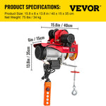 VEVOR 800 kg elektriline käruvints, 1300 W, 12 m