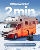 Dīzeļsildītājs 8 kW, 220V un 12V, pārnēsājams ar Bluetooth vadību, tālvadības pulti, LCD ekrānu un 7 l tvertni