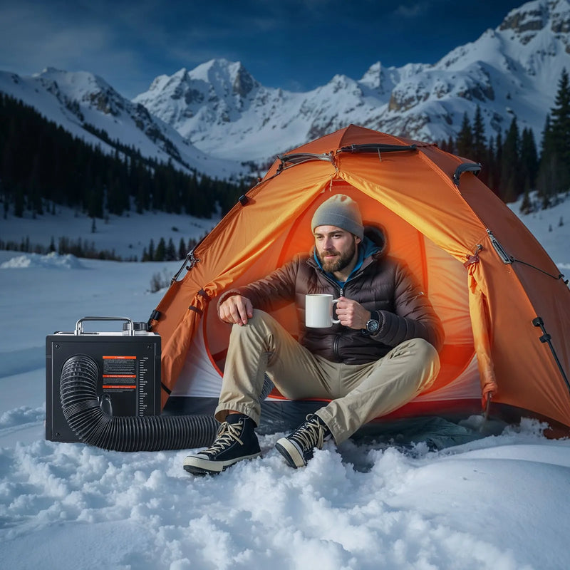 Dīzeļsildītājs 8 kW, 220V un 12V, pārnēsājams ar Bluetooth vadību, tālvadības pulti, LCD ekrānu un 7 l tvertni