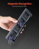 VEVOR elektriskais precīzijas skrūvgriežu komplekts ar 48 magnētiskiem uzgaļiem, mini elektrisko skrūvgriezi un magnētisku uzglabāšanas kārbu, S2 tērauda uzgaļiem, LED apgaismojumu un Type-C uzlādi, piemērots telefonu, klēpjdatoru un elektronikas remontam