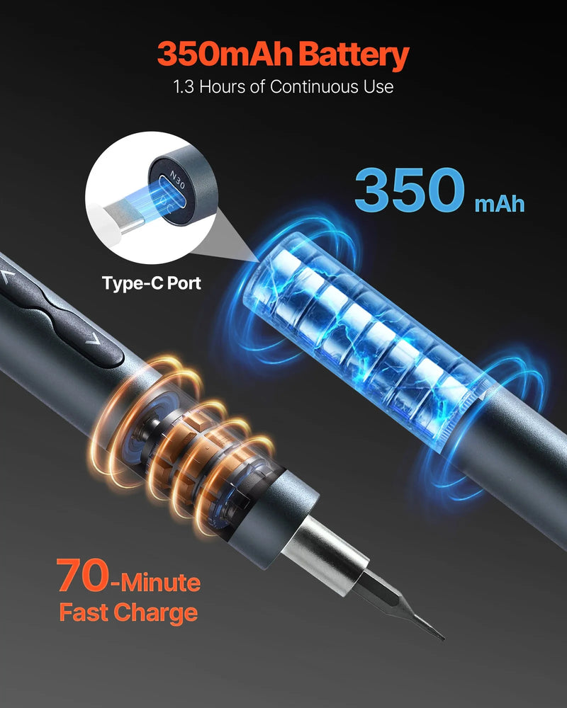 VEVOR elektriskais precīzijas skrūvgriežu komplekts ar 48 magnētiskiem uzgaļiem, mini elektrisko skrūvgriezi un magnētisku uzglabāšanas kārbu, S2 tērauda uzgaļiem, LED apgaismojumu un Type-C uzlādi, piemērots telefonu, klēpjdatoru un elektronikas remontam