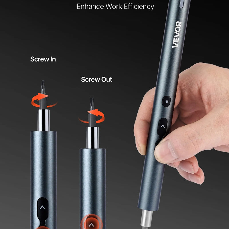 VEVOR elektriskais precīzijas skrūvgriežu komplekts ar 48 magnētiskiem uzgaļiem, mini elektrisko skrūvgriezi un magnētisku uzglabāšanas kārbu, S2 tērauda uzgaļiem, LED apgaismojumu un Type-C uzlādi, piemērots telefonu, klēpjdatoru un elektronikas remontam
