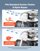 VEVOR vertikāla enkura vinča laivām, 12 V līdzstrāva 600 W, piemērota 6,35 mm ķēdei vai 14,3–15,9 mm neilona virvei, maksimālā vilkme 320 kg, 316 nerūsējošā tērauda konstrukcija, laivām 6–11 m