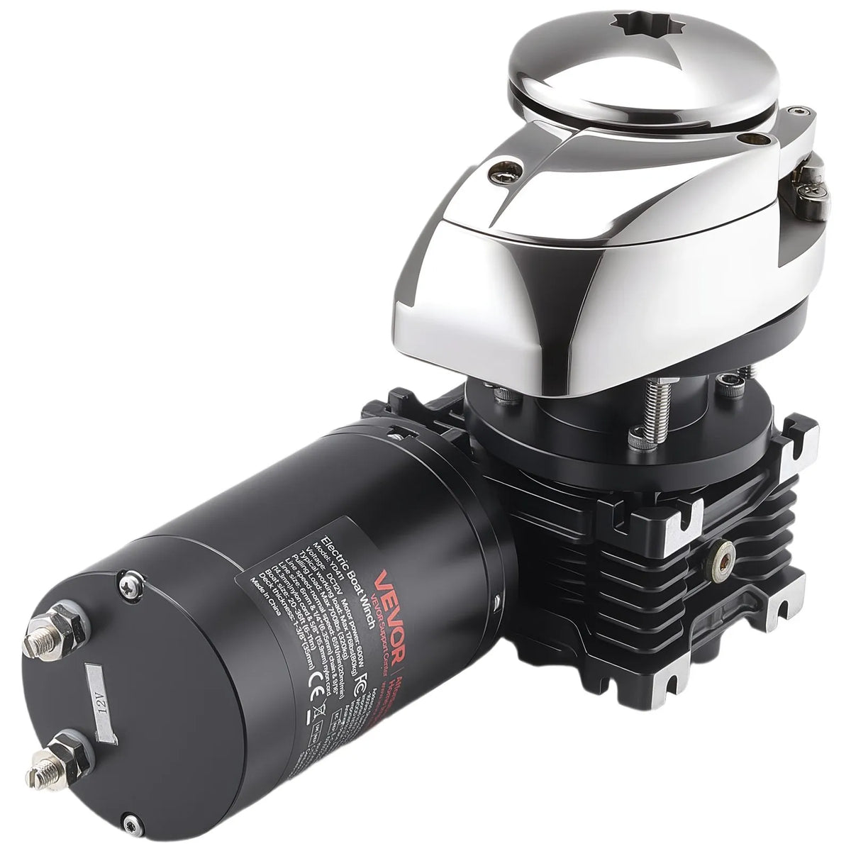 VEVOR vertikāla enkura vinča laivām, 12 V līdzstrāva 600 W, piemērota 6,35 mm ķēdei vai 14,3–15,9 mm neilona virvei, maksimālā vilkme 320 kg, 316 nerūsējošā tērauda konstrukcija, laivām 6–11 m