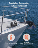 VEVOR horizontāla enkura vinča laivām, 12 V līdzstrāva 600 W, paredzēta 6,35 mm ķēdei vai 14,3–15,9 mm neilona virvei, maksimālā vilkme 260 kg, 316 nerūsējošais tērauds, laivām 7–9 m