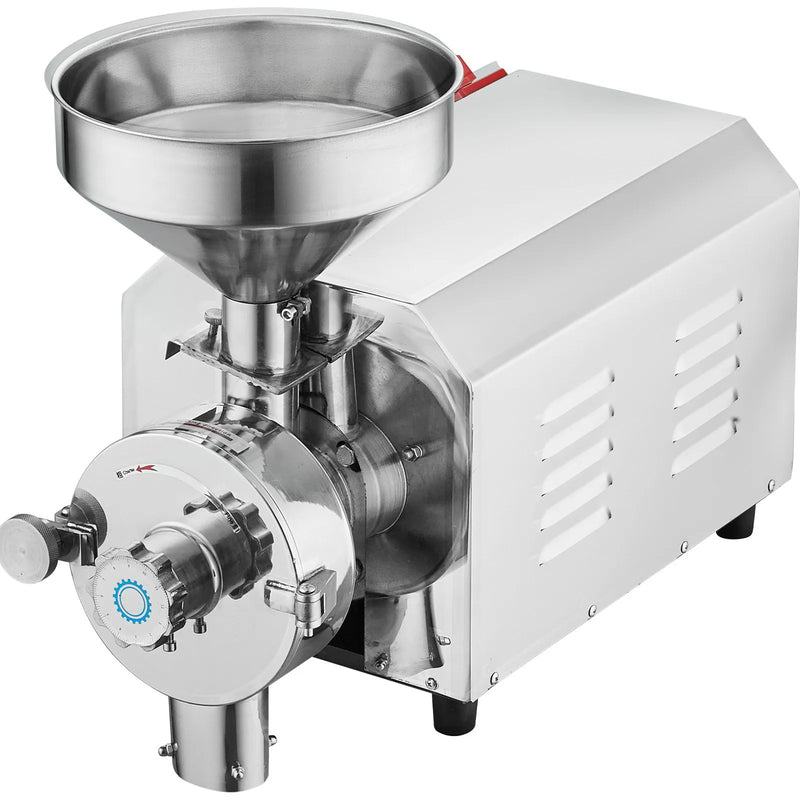 VEVOR komerciālā sojas dzirnaviņu malšanas iekārta garšvielām, 3000 W kukurūzas dzirnavu iekārta ar jaudu 100 kg/h, nerūsējošā tērauda rūpnieciskā miltu malšanas mašīna piparu, sojas, zemesriekstu, kukurūzas un graudu malšanai