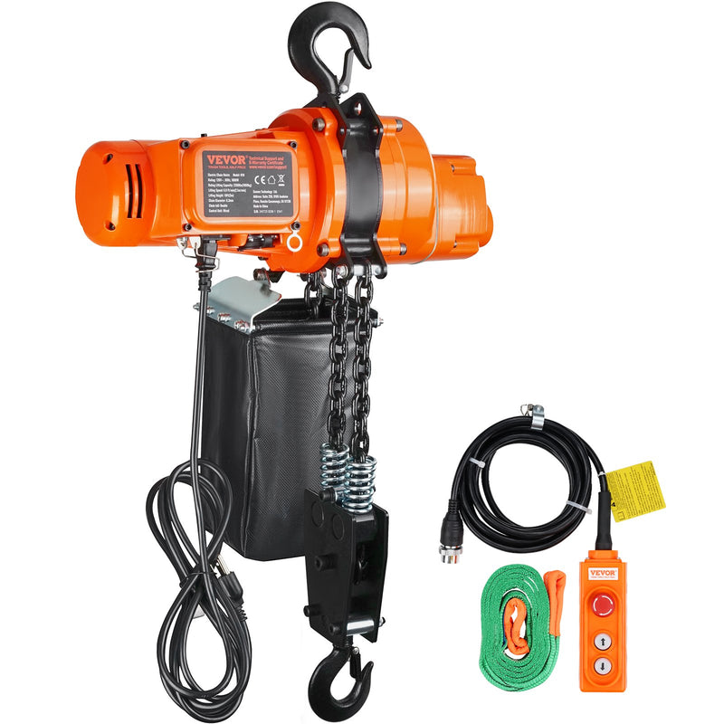 VEVOR electric chain hoist, single phase crane hoist, 1000 kg lifting capacity, 3 m lifting height