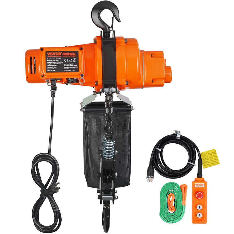 VEVOR electric chain hoist, single phase crane hoist, 1000 kg lifting capacity, 3 m lifting height