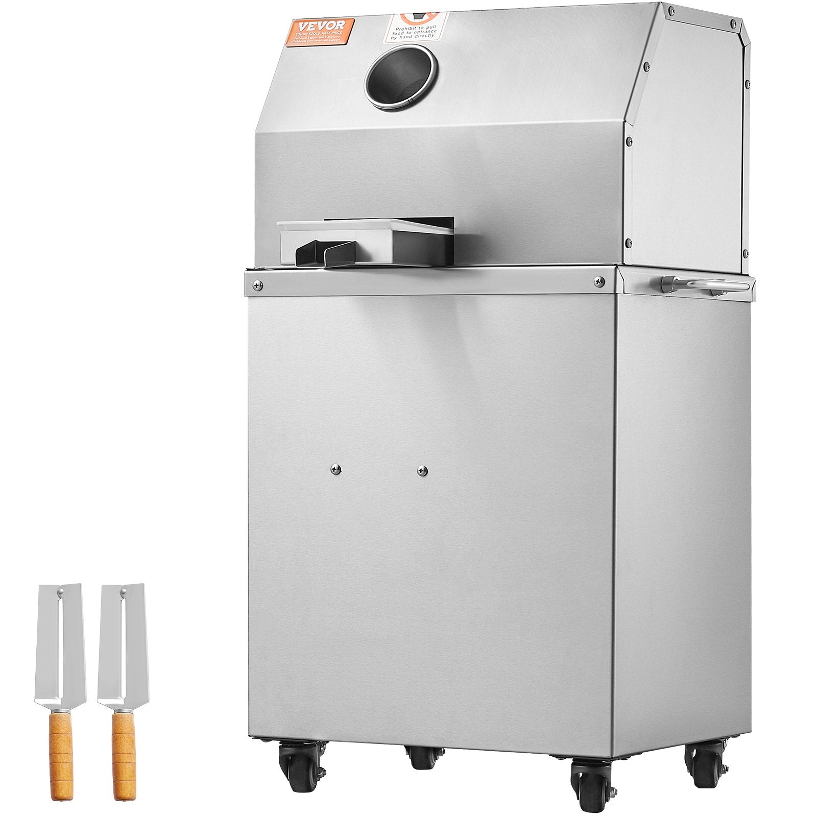 VEVOR 800W elektriskā cukurniedru sulas spiede – 300 kg/h ražība, 3 nerūsējošā tērauda ruļļi, 62 mm ieplūdes atvere