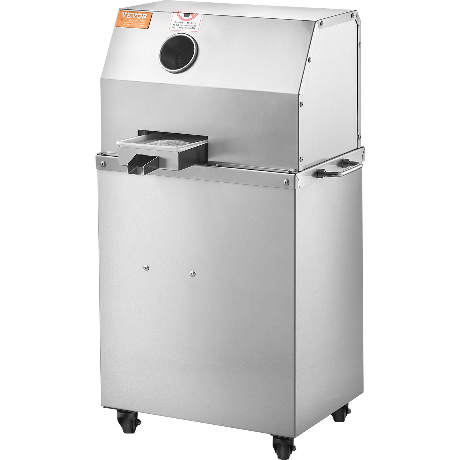 VEVOR 800W elektriskā cukurniedru sulas spiede – 300 kg/h ražība, 3 nerūsējošā tērauda ruļļi, 62 mm ieplūdes atvere