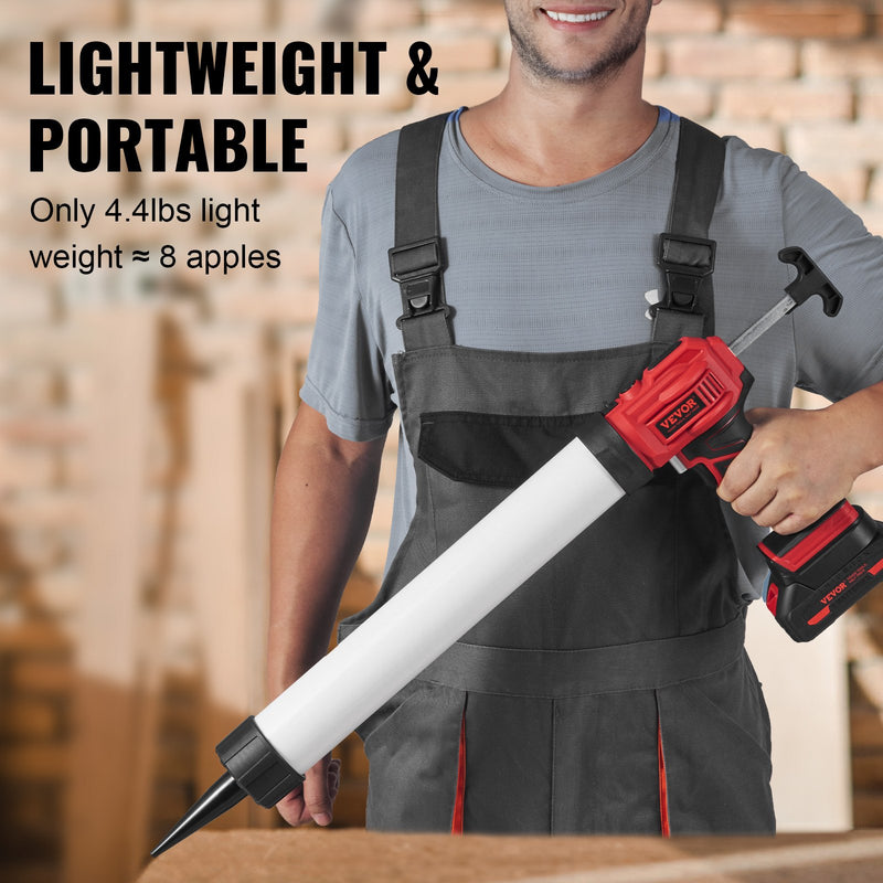 VEVOR bezvadu akumulatora hermētiķa pistole 20 V, 600 ml, ar 4 regulējamiem ātrumiem