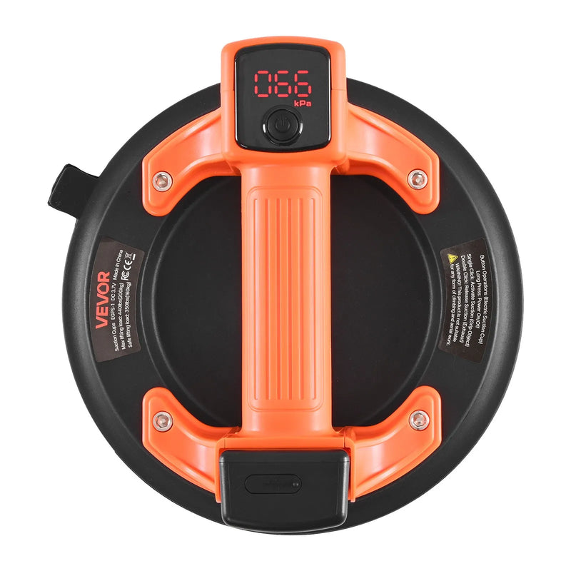 VEVOR elektriskais vakuuma piesūceknis 203 mm, stikla un flīžu pacēlājs ar digitālo displeju vakuuma jaudai un akumulatora līmenim, maksimālā celtspēja 200 kg, piemērots flīzēm un granītam, 1 gab.