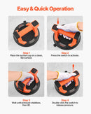 VEVOR elektriskais vakuuma piesūceknis 203 mm, stikla un flīžu pacēlājs ar digitālo displeju vakuuma jaudai un akumulatora līmenim, maksimālā celtspēja 200 kg, piemērots flīzēm un granītam, 1 gab.