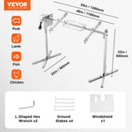 VEVOR 116,8 cm elektrisks BBQ rotējošais grila komplekts, nerūsējošā tērauda grils, cūkai vai jēram līdz 40,8 kg