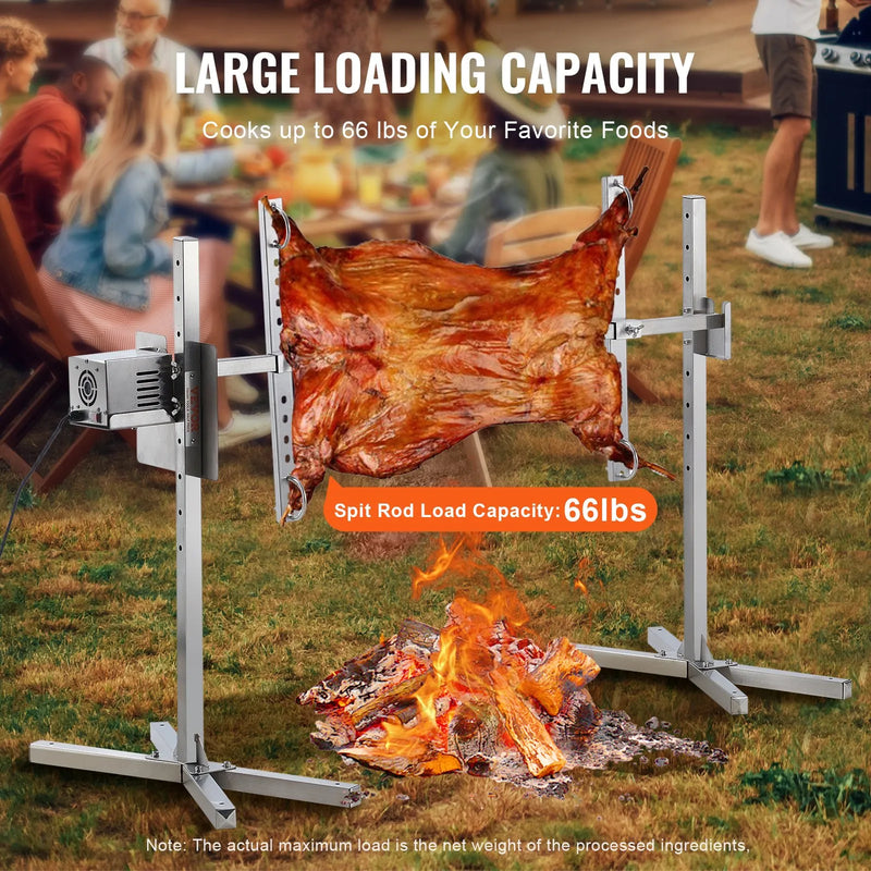 VEVOR 116,8 cm elektrisks BBQ rotējošais grila komplekts, nerūsējošā tērauda grils, cūkai vai jēram līdz 59,9 kg