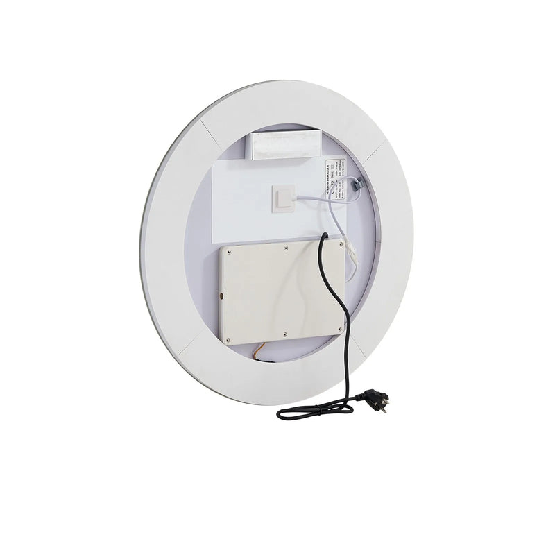 VEVOR LED vannas istabas spogulis, 60 cm apaļš LED sienas spogulis ar priekšējo un aizmugurējo apgaismojumu, pretaizsvīšanas funkciju un atmiņu, bezpakāpju 3 krāsu temperatūras regulējams apgaismojums