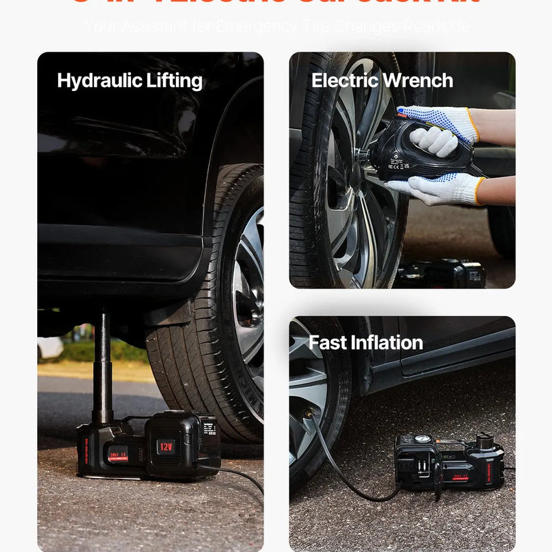 Электрический автомобильный домкрат 5 т в комплекте с электрическим гайковертом