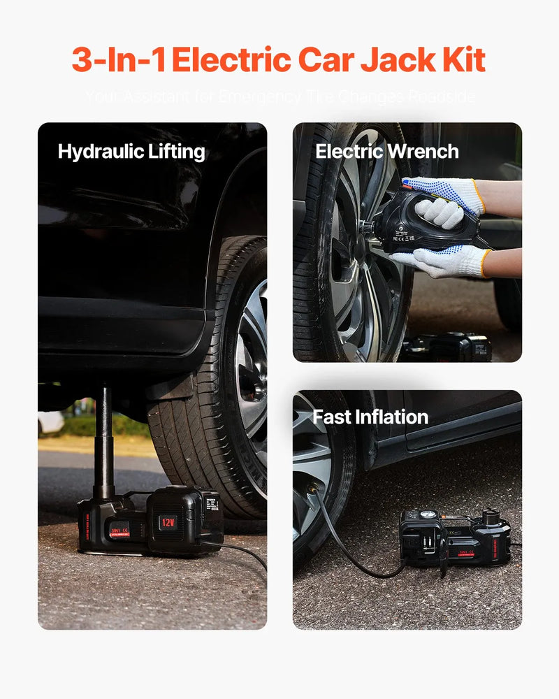 Электрический автомобильный домкрат 5 т в комплекте с электрическим гайковертом