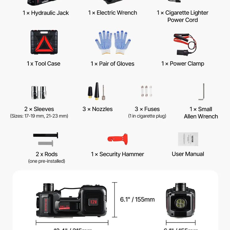Электрический автомобильный домкрат 5 т в комплекте с электрическим гайковертом