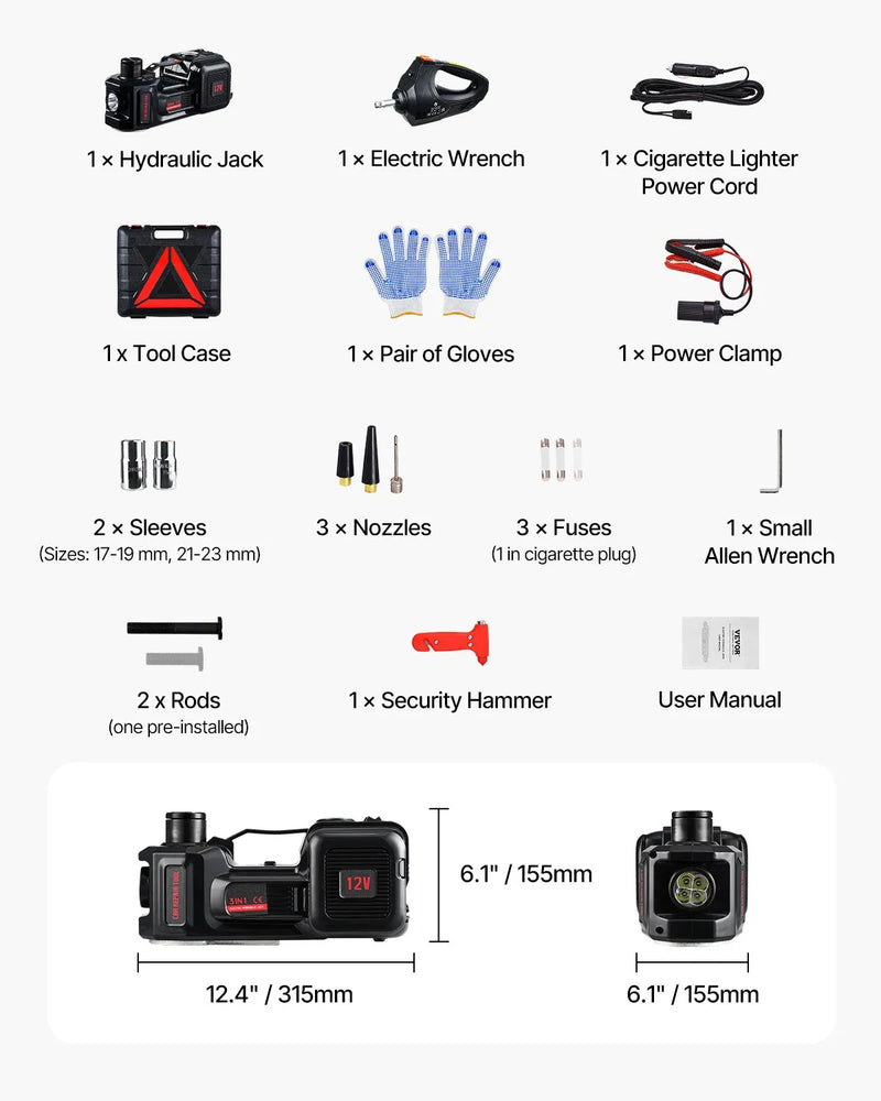 Электрический автомобильный домкрат 5 т в комплекте с электрическим гайковертом