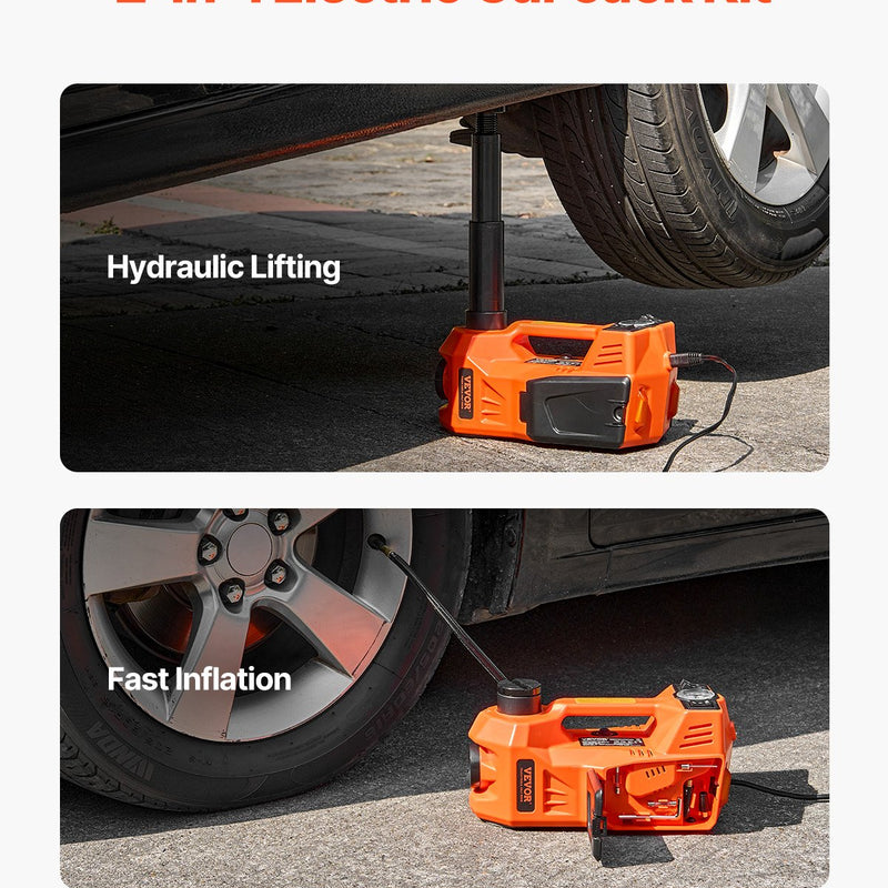 VEVOR Regulējams elektriskais automašīnas domkrats 5 tonnas, komplekts ar āmuru