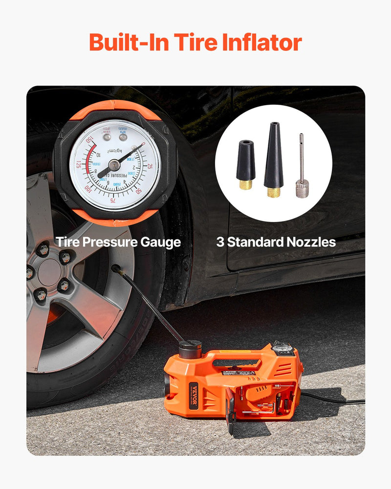 VEVOR Regulējams elektriskais automašīnas domkrats 5 tonnas, komplekts ar āmuru