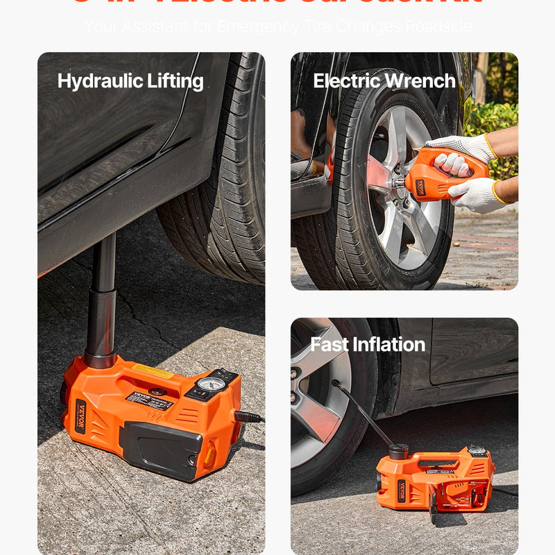 VEVOR Elektriskais automašīnas domkrats 5 tonnas, komplekts ar elektrisko triecienatslēgu