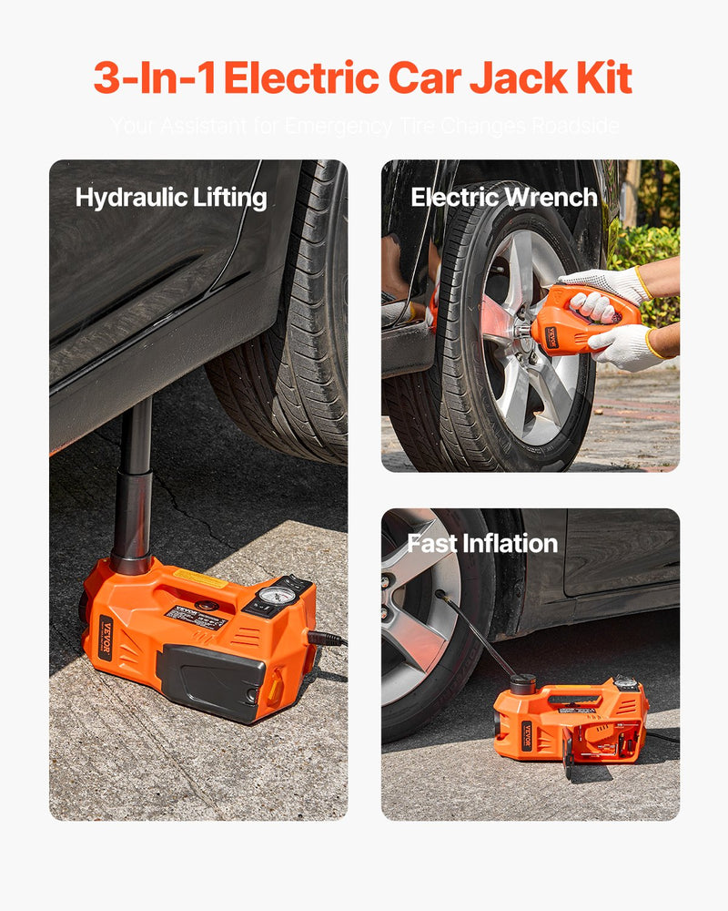 VEVOR Elektriskais automašīnas domkrats 5 tonnas, komplekts ar elektrisko triecienatslēgu