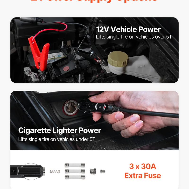 Elektriskais auto domkrats 15 t portatīvs komplekts ar LED apgaismojumu