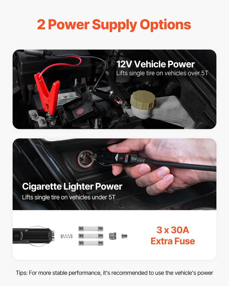 Elektriskais auto domkrats 15 t portatīvs komplekts ar LED apgaismojumu