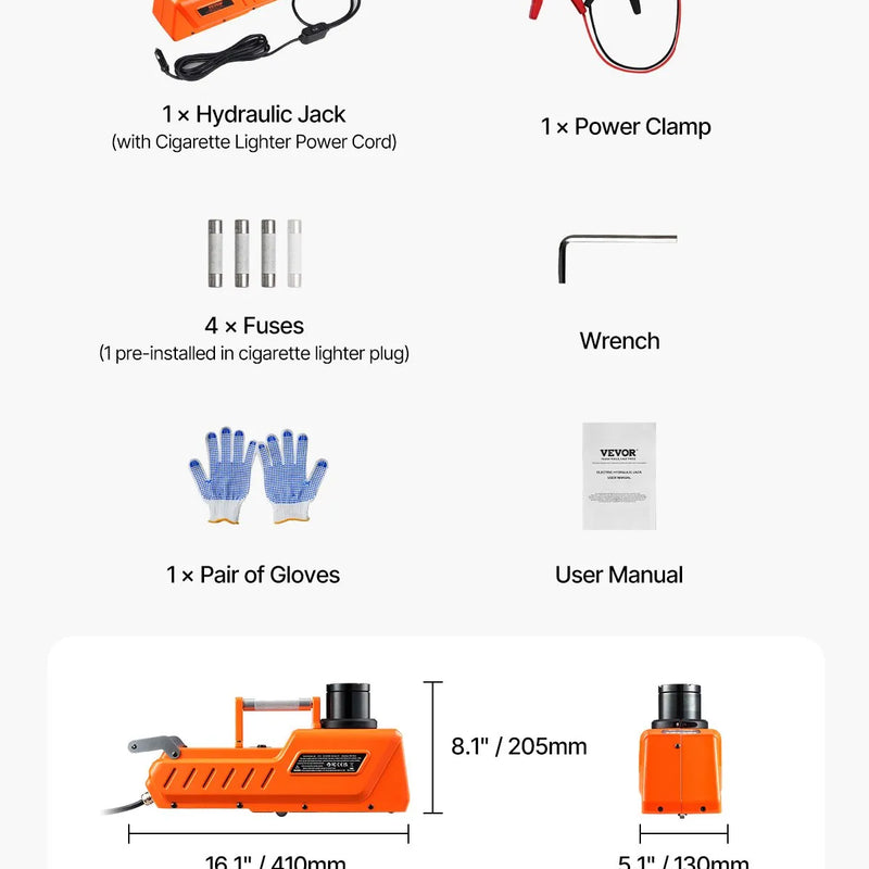 Elektriskais auto domkrats 15 t portatīvs komplekts ar LED apgaismojumu