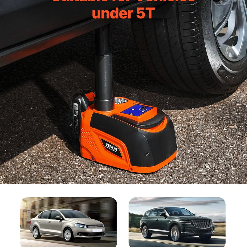 VEVOR elektriskais auto domkrats, 5 t, regulējams elektriskais šķērveida domkrats ar LED apgaismojumu un tālvadības pulti, pārnēsājams komplekts vieglajām automašīnām, apvidus auto un kravas transportlīdzekļiem