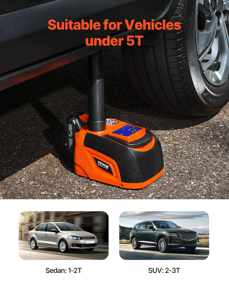 VEVOR elektriskais auto domkrats, 5 t, regulējams elektriskais šķērveida domkrats ar LED apgaismojumu un tālvadības pulti, pārnēsājams komplekts vieglajām automašīnām, apvidus auto un kravas transportlīdzekļiem