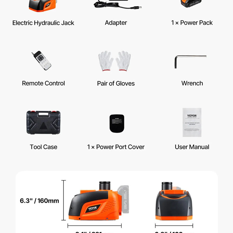 VEVOR elektriskais auto domkrats, 5 t, regulējams elektriskais šķērveida domkrats ar LED apgaismojumu un tālvadības pulti, pārnēsājams komplekts vieglajām automašīnām, apvidus auto un kravas transportlīdzekļiem
