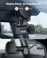 VEVOR auto videoreģistrators ar priekšējo un aizmugurējo kameru 4K + 1080p, 64 GB karte komplektā, dubultkanālu kamera ar GPS, G-sensoru, 129°/125° skata leņķi, 80,8 mm skārienekrānu, ciklisko ierakstu un stāvvietas režīmu