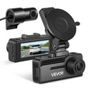VEVOR auto videoreģistrators priekšējai un aizmugurējai kamerai 4K + 1080p, 32 GB karte komplektā, dubultkanālu kamera ar GPS, G-sensoru, 129°/125° skata leņķi, 80,8 mm ekrānu, ciklisko ierakstu un stāvvietas režīmu