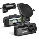 VEVOR auto videoreģistrators priekšējai un aizmugurējai kamerai 4K + 1080p, 32 GB karte komplektā, dubultkanālu kamera ar GPS, G-sensoru, 129°/125° skata leņķi, 80,8 mm ekrānu, ciklisko ierakstu un stāvvietas režīmu