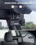 VEVOR auto videoreģistrators priekšējai un aizmugurējai kamerai 4K + 1080p, 32 GB karte komplektā, dubultkanālu kamera ar GPS, G-sensoru, 129°/125° skata leņķi, 80,8 mm ekrānu, ciklisko ierakstu un stāvvietas režīmu