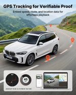 VEVOR auto videoreģistrators ar priekšējo un aizmugurējo kameru 4K + 1080p, WiFi lietotnes vadība, dubultkanālu kamera ar GPS, G-sensoru, 123°/125° skata leņķi, 76,2 mm ekrānu, ciklisko ierakstu un stāvvietas režīmu