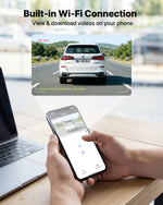 VEVOR auto videoreģistrators ar priekšējo un aizmugurējo kameru 4K + 1080p, WiFi lietotnes vadība, dubultkanālu kamera ar GPS, G-sensoru, 123°/125° skata leņķi, 76,2 mm ekrānu, ciklisko ierakstu un stāvvietas režīmu