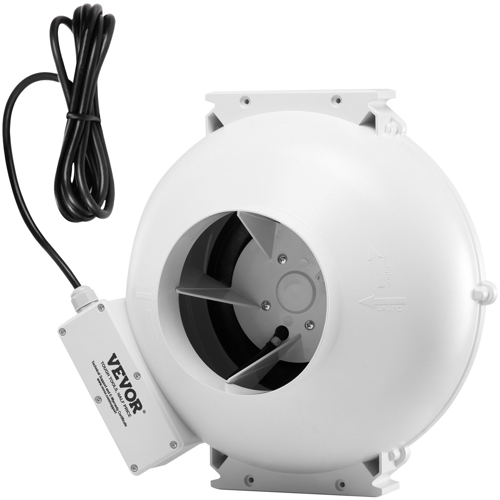 VEVOR 100–114 mm radona samazināšanas ventilators, kluss, 645 m³/h, ūdensizturīgs