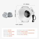 VEVOR 100–114 mm radona samazināšanas ventilators, kluss, 645 m³/h, ūdensizturīgs