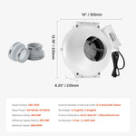 VEVOR 100–114 mm radona samazināšanas ventilators, kluss, 645 m³/h, ūdensizturīgs