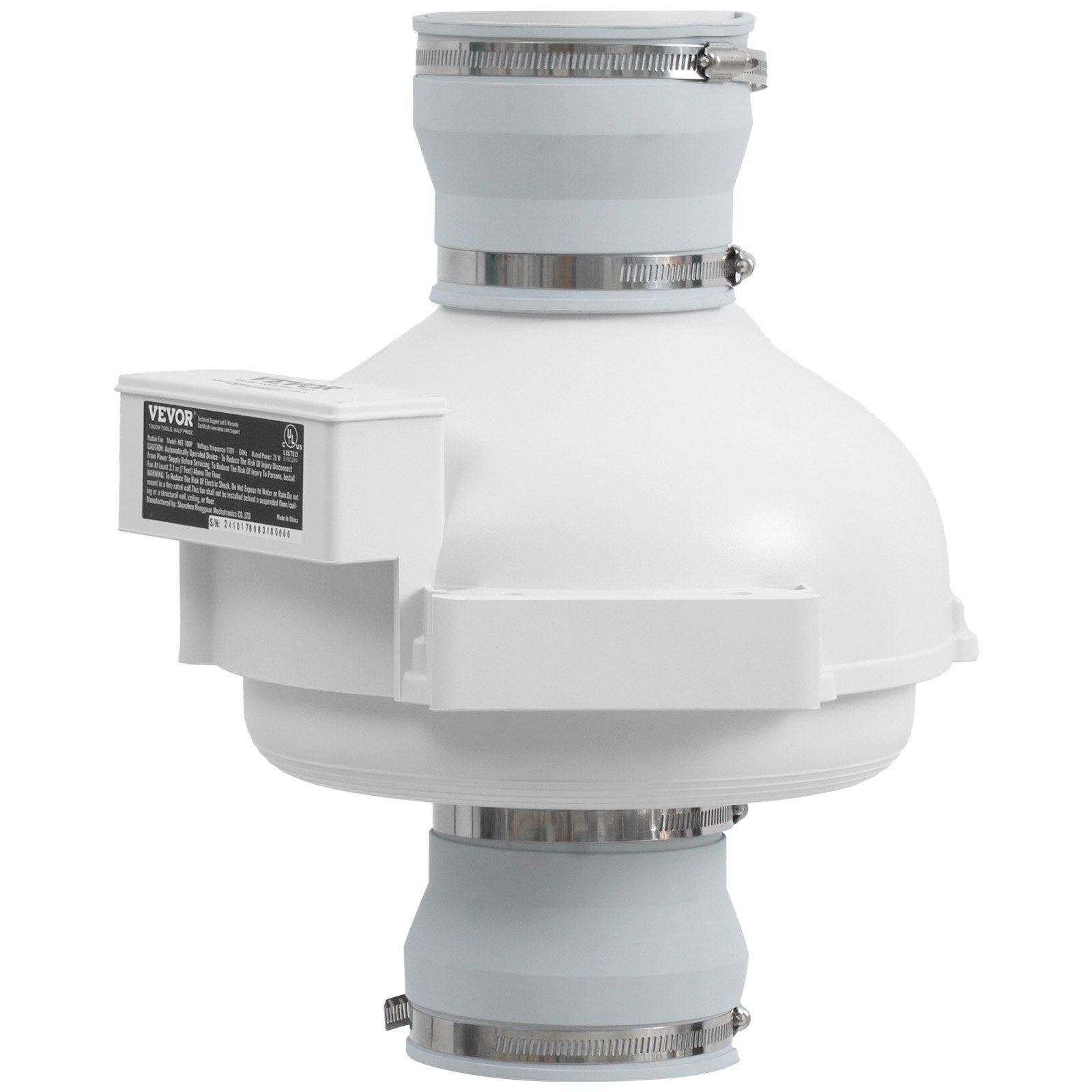 VEVOR 100 mm līdz 114 mm radona samazināšanas inline ventilators, kluss, 322 m³/h