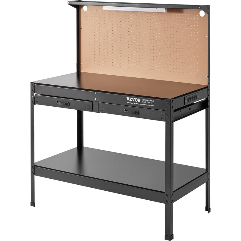 VEVOR multifunctional work table 122x61 cm with nail board and power outlet, up to 100kg