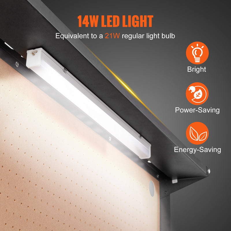 VEVOR multifunctional work table 122x61 cm with nail board and power outlet, up to 100kg