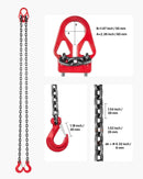 VEVOR ķēžu strops, 8 mm × 3 m pacelšanas ķēdes ar 2 zaru satvērējāķiem, izturīgs G80 leģētā tērauda pacelšanas strops, 3,17 t celtspēja, regulējams dzinēju pacelšanai, kravas nostiprināšanai un vilkšanai.