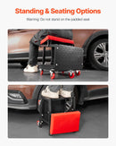 VEVOR mehāniķa rullkrēsls, 136 kg celtspēja, grozāms 360° darbnīcas sēdeklis ar riteņiem un instrumentu paliktni, piemērots garāžām, darbnīcām un auto remontam, melns