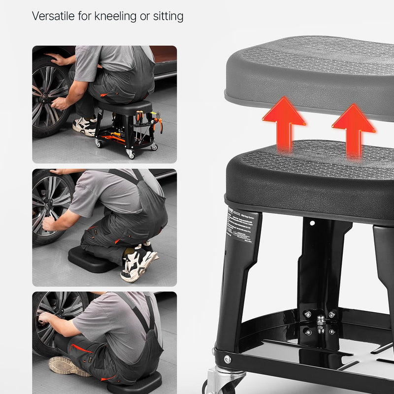 VEVOR mehaanikutool, rataste ja tööriistakastiga veerev töökoja tool, kandevõime 136 kg